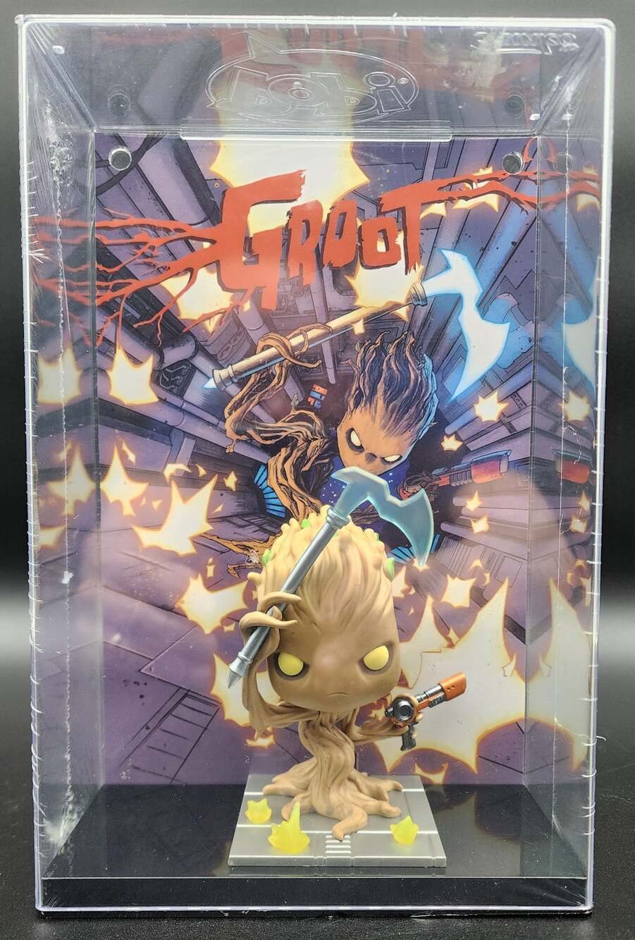Funko Groot POP Art Acrylic Display Box 2022 Marvel GOTG Mint Shrink Wrap